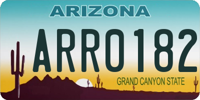 AZ license plate ARR0182