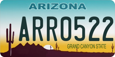 AZ license plate ARR0522
