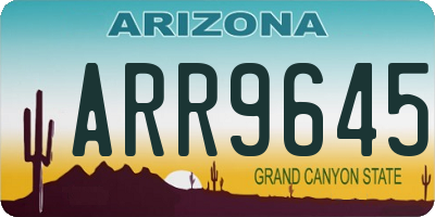 AZ license plate ARR9645