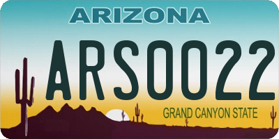 AZ license plate ARS0022