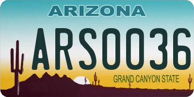 AZ license plate ARS0036
