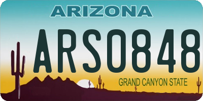 AZ license plate ARS0848