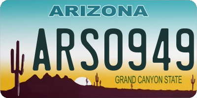 AZ license plate ARS0949