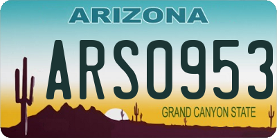 AZ license plate ARS0953