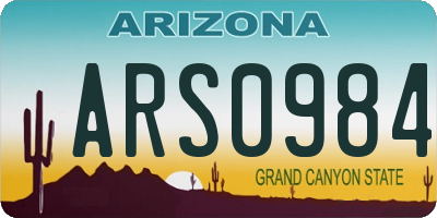 AZ license plate ARS0984