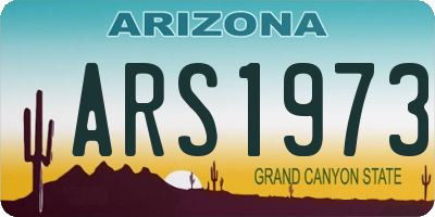 AZ license plate ARS1973