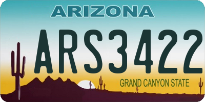 AZ license plate ARS3422
