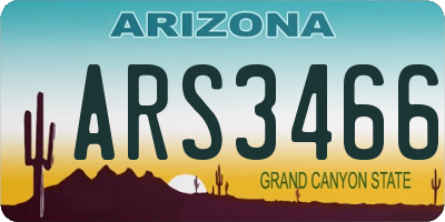AZ license plate ARS3466