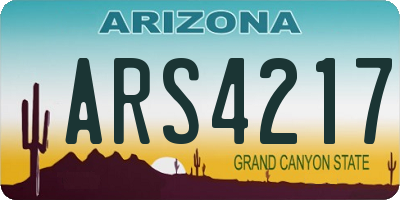 AZ license plate ARS4217