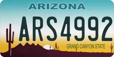 AZ license plate ARS4992