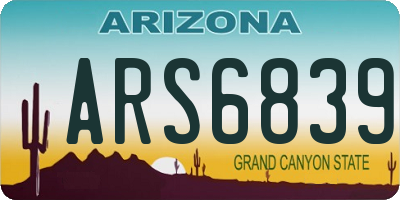 AZ license plate ARS6839