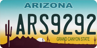 AZ license plate ARS9292