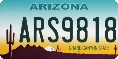 AZ license plate ARS9818