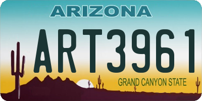 AZ license plate ART3961
