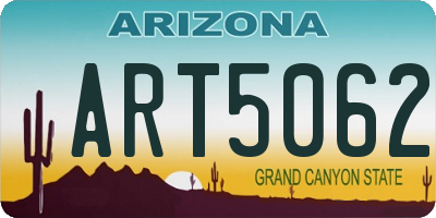 AZ license plate ART5062