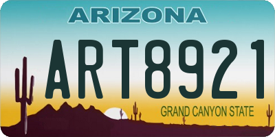 AZ license plate ART8921