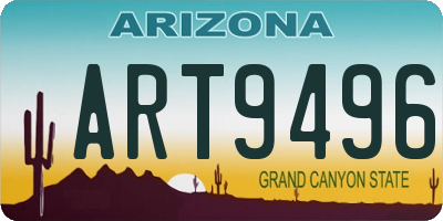 AZ license plate ART9496