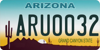 AZ license plate ARU0032