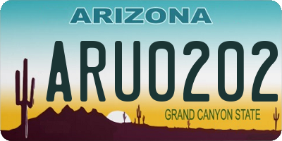 AZ license plate ARU0202