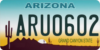 AZ license plate ARU0602