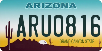 AZ license plate ARU0816