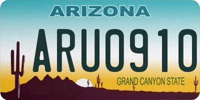 AZ license plate ARU0910