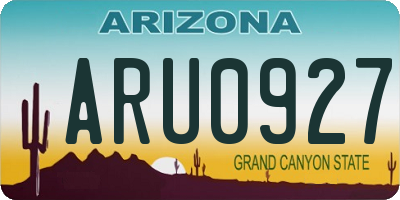 AZ license plate ARU0927