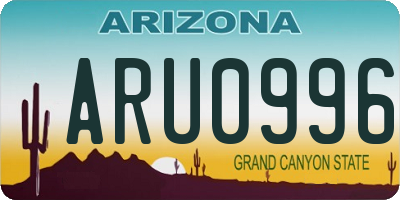 AZ license plate ARU0996