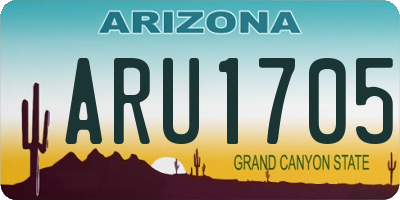 AZ license plate ARU1705