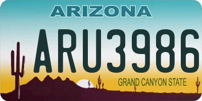 AZ license plate ARU3986