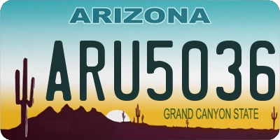 AZ license plate ARU5036