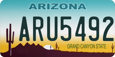 AZ license plate ARU5492