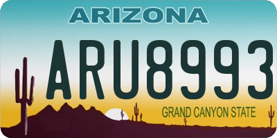 AZ license plate ARU8993