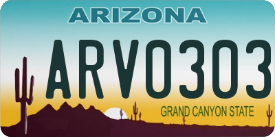 AZ license plate ARV0303