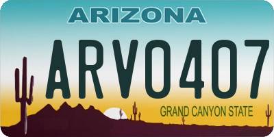 AZ license plate ARV0407