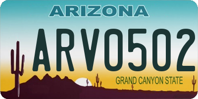 AZ license plate ARV0502