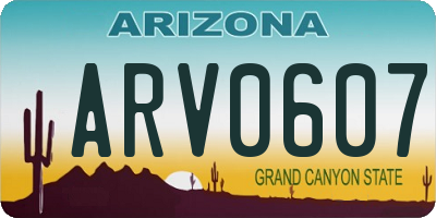 AZ license plate ARV0607