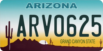 AZ license plate ARV0625