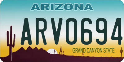 AZ license plate ARV0694