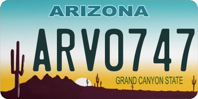 AZ license plate ARV0747