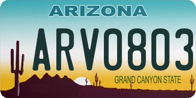 AZ license plate ARV0803