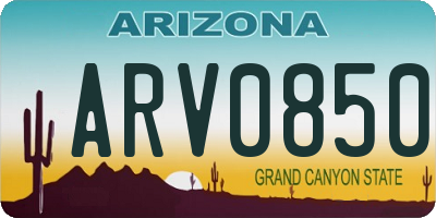 AZ license plate ARV0850