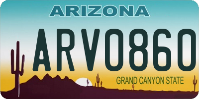 AZ license plate ARV0860