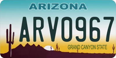 AZ license plate ARV0967