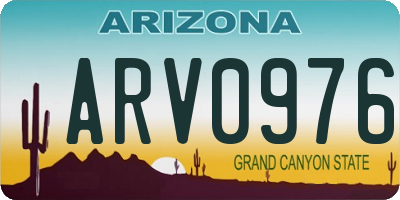 AZ license plate ARV0976