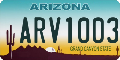 AZ license plate ARV1003