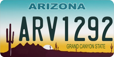 AZ license plate ARV1292
