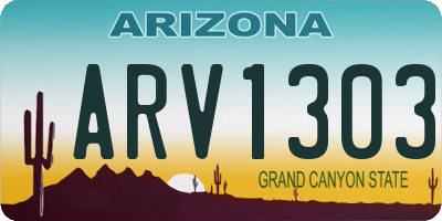 AZ license plate ARV1303