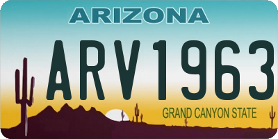 AZ license plate ARV1963