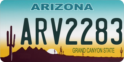 AZ license plate ARV2283